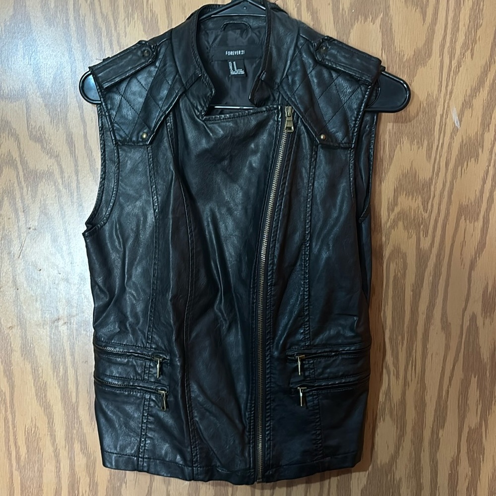Forever 21 black leather vest